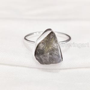 Bague pour femme en pierre brute, labradorite naturelle, ajustable, en argent sterling 925, cadeau de Noël - Product Image 3