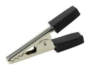 Mini pinza a coccodrillo con guaine isolanti, nera, Electro DH 38.062/N - Product Image 1