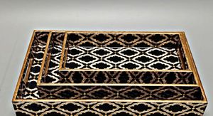 ถาดไม้พิมพ์ลาย Meena ทนทาน เป็นมิตรกับสิ่งแวดล้อม งานฝีมือลาย Meenakari สำหรับตกแต่งบ้าน ใช้กับเครื่องล้างจานได้ - Product Image 6