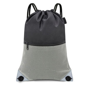 Sac à dos en polyester de qualité supérieure avec cordon de serrage, couleur noire, sac de sport de voyage en tissu avec logo personnalisé imprimé - Product Image 1