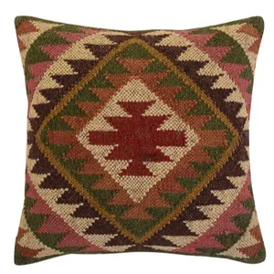 18x 18英寸Kilim枕套复古手工织布机民族方形Kelim靠垫套家居装饰优雅枕套