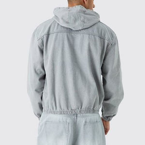 Sweats à capuche en jean Streetwear de haute qualité avec logo personnalisé/Nouvelle mode pour hommes Style Denim Jean sweats à capuche respirants - Product Image 5