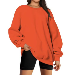 Sweat-shirt surdimensionné pour femme en molleton de polyester/coton de qualité supérieure col montant coupe ample entièrement personnalisable avant écologique - Product Image 2