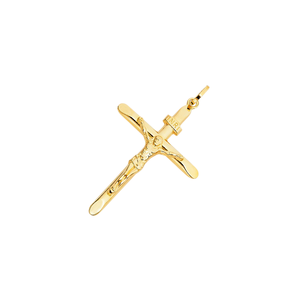 Colgante de Cruz de crucifijo Unisex chapado en oro amarillo de 14 quilates, abalorio de aleación de Metal cristiano religioso de moda con circón para niños - Product Image 2