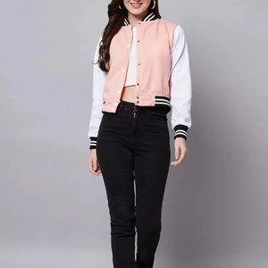 แจ็กเก็ตเลตเตอร์แมนสำหรับผู้หญิงเสื้อผ้าผ้าฝ้ายสไตล์ทีมมหาวิทยาลัยขายส่ง - Product Image 3