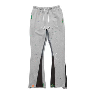 Pantalones de chándal apilados Casual Straight Jogger Track Graffiti Paint Splatter Pantalones Patchwork Cintura media Transpirable Antiarrugas - Product Image 3