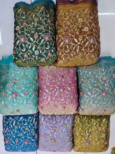 Custom High Quality Embroidery Fabric for Garments and <b>Crafts</b> Luxury Tulle Embroidery Fabric with 3D Flowers Premium Cotton - Product Image 4