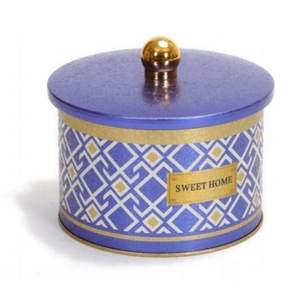 Diseño de patrón sin costuras de 1.3L, Líneas geométricas, perilla de fondo azul, mango de 140mm, contenedor y almacenamiento de alimentos redondo de Metal - Product Image 3