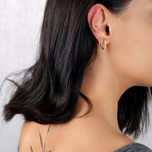 Pendiente de cartílago múltiple liso doble redondo de 4mm, Plata de Ley 925 turca, joyería artesanal al por mayor - Product Image 4