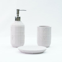 Offre Spéciale – Ensemble d'accessoires de salle de bain 5 pièces en béton beige effet terrazzo coloré, haute qualité résine, écologique et personnalisable
