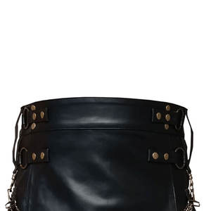 กระโปรงสั้นทรงสูงสำหรับผู้หญิงกระโปรงพับจีบหนังสีทึบดีไซน์ตามสั่ง2025ล่าสุด - Product Image 4