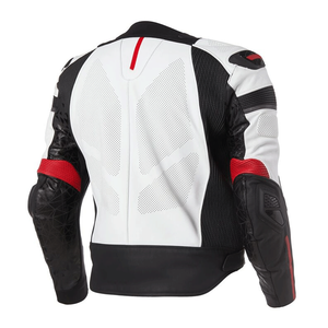 Hot Selling High Quality White Black Cowhide Leather Racing Windproof Winter CE Armoured Road Protected Motorcycle Jacket for - Product Image 2