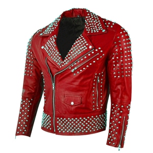 Chaqueta de invierno de cuero con tachuelas lisas para hombre construida con capa exterior firme interior acogedora y fácil de manejar frío estacional al aire libre - Product Image 4