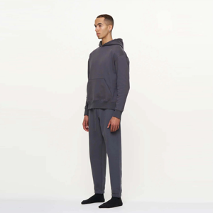 Survêtement à capuche gris foncé pour homme, en coton, longueur intégrale, décontracté, avec poches latérales et taille élastique - Product Image 2