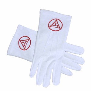 Guantes Masónicos de Algodón 100% con Compás y Escuadra Blancos (2 Pares) - Product Image 4