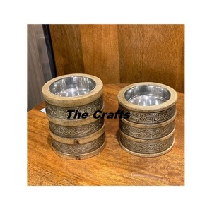 ชุดเตาเผาเครื่องหอมรูปทรงกลม 2 ชิ้น ทำด้วยมือจากไม้และโลหะ สำหรับงานแต่งงานและใช้เป็นน้ำหอมในบ้าน - Product Image 1