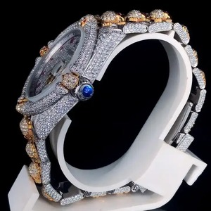 Montre de luxe pour homme avec diamants Moissanite VVS, boîtier et bracelet en acier inoxydable, design glacé, montre-bracelet haut de gamme pour les passionnés de mode - Product Image 3
