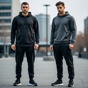 Survêtement surdimensionné à épaules tombantes Vêtements de sport pour hommes Ensembles de sweat à capuche et pantalons de survêtement Hommes Jogging Fitness Exercise Tracksuits Hommes - Product Image 6