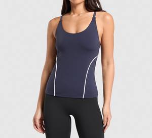 เสื้อกล้ามสำหรับผู้หญิงเสื้อแขนกุดไร้ตะเข็บสำหรับใส่วิ่งเสื้อแขนกุดใส่ออกนอกประตูชุดใส่เล่นฟิตเนสสีพื้น - Product Image 4