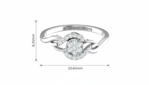 Anillo de Mujer con Racimo de Flores en Oro de 14K y Diamantes Naturales, Corte Brillante Redondo, Bañado en Rodio, Estilo Moderno, Certificado IGI - Product Image 2