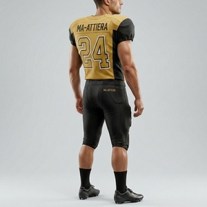 Custom Gold Black American Football Jersey <b>Padded</b> <b>Pants</b> Team Uniform Number 24 OEM ODM Wholesale Sportswear - Product Image 2