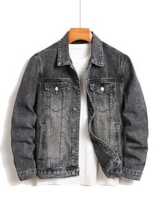 Veste bomber en denim vintage de luxe pour homme, respirante, écologique, vêtement d'hiver confortable, style uni, réversible, anti-UV - Product Image 2