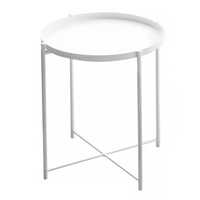 Table basse moderne nordique en fer, petite, portable et stable, avec plateau métallique, pour usage domestique général, jardin, salon ou chambre.