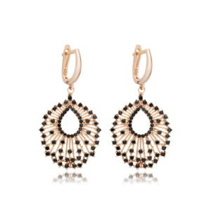 Pendientes colgantes de piedra CZ negra cúbica, joyería de plata de ley 925 hecha a mano turca al por mayor - Product Image 1