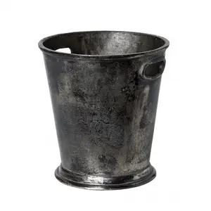 Enfriador de hielo Enfriador de vino independiente Enfriador de vino de metal vintage Soporte de cubo de botella de cerveza de hielo con mango de inserción antiguo negro - Product Image 1