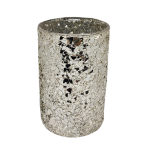 Nouveau Pot en Verre Mosaïque Cylindrique Haut de Gamme, Fait Main, Multi-Usages, Décoration d'Intérieur, Argent/Bleu Foncé, Vente Chaude - Product Image 4