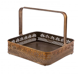 Cesta de Frutas Decorativa de Alta Calidad para Mesa de Desayuno, Cesta de Frutas de Metal Antiguo de Cobre, Cesta de Frutas de Lujo - Product Image 1