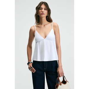 GRIMELANGE CLARVIA Blouse à bretelles réglables pour femme avec détails en dentelle et panneaux sur la poitrine - Product Image 2