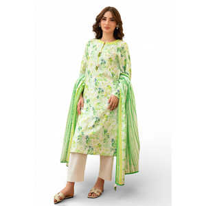 Conjunto de 3 Piezas de Chifón Estampado para Uso Diario, Top con Cuello Bordado SD-52196, Pedido Mínimo 3 Piezas - Product Image 1