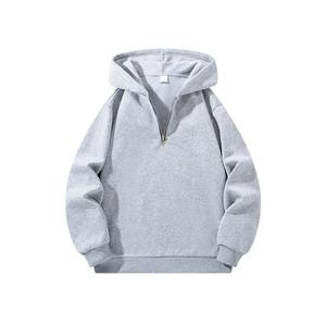 Unisex Custom Logo Half Zip <b>Hoodie</b> Oversized Streetwear Pullover Sweatshirt Cotton <b>Fleece</b> with Solid Pattern Factory Wholesale - Product Image 3