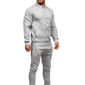 Ropa deportiva para gimnasio, chándales de entrenamiento de lana de algodón para hombre, conjunto de dos piezas, chándal, traje de jogging para hombre, cuello levantado, cremallera - Product Image 3