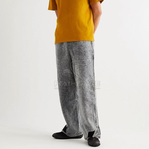 Pantalones de chándal ligeros para hombre con lavado ácido con apariencia retro y tacto suave, pantalones de chándal con lavado ácido para hombre con ajuste informal perfecto - Product Image 2