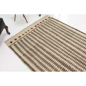 Alfombra Turca Vintage de 5.1x6.5 pies (155x198 cm), Alfombra Marrón con Estampado Animal - Product Image 1