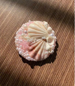 <b>Round</b> Seashell Hand <b>Mirror</b> Handmade Vietnam Marine Shell Ornamentation Craft - Product Image 1