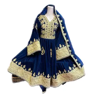新设计销售阿富汗服装批发供应商时装服长裙定制绣花补丁设计阿富汗服装