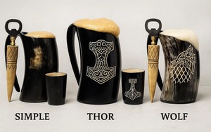 Auténtica Taza Vikinga Ecológica de Cuerno de Búfalo Hecha a Mano, Grado Alimenticio, Estilo Medieval, Religiosa, Feng Shui, Taza de Cerveza con Diseño Animal - Product Image 3