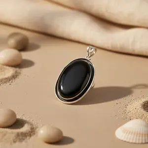 925 Silver <b>Onyx</b> Pendant <b>Necklace</b> for Women Black Gemstone with Rhodium Plating Rose Gold & Platinum Charm Pendants Jewelry Type - Product Image 1