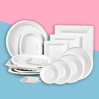 Bagasse ovale de canne à sucre jetable écologique compostable biodégradable micro-ondable plaques et plateaux congelables 5-12 pouces