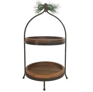 New Arrival Metal <b>Cake</b> Stand Black Coated Round <b>Cake</b> Stand 2 <b>Tier</b> for Hotel Parties Tabletop Decor Serving Usage - Product Image 2