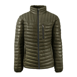 Premium Coated Puffer <b>Jacket</b> for <b>Men</b> with Stand Collar and Front Logo Autumn Breathable Windproof Casual Fit - Product Image 1