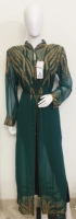 Kaftán Abaya de Georgette de Lujo para Mujer, Ropa de Oriente Medio, Cuello Barco Árabe, Mangas Largas con Cuentas, Largo hasta el Tobillo, Adornado a Mano