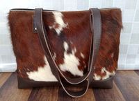 Tas Tote Kulit Sapi Barat Brindle Tas Tangan Swedia | Dompet Kulit Cokelat Rambut Pada Tas Bahu Sapi Brasil Eksotis | Dompet Wanita B