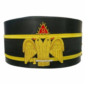 Masonería 32nd Degree Scottish Rite Crown Cap Negro con bordado a mano Lingote Doble trenza dorada Parche personalizado Cualquier diseño - Product Image 1