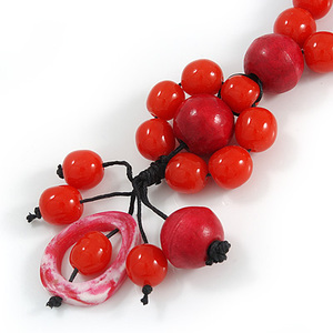 Collier élégant bohème en résine perlée, avec perles rouges en forme de boule, bijou tendance pour femme, pièce maîtresse de la mode féminine - Product Image 2