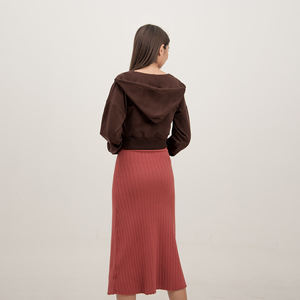 Sudadera con capucha corta y cremallera para mujer Sudadera con cremallera de lana ligera suave Logotipo personalizado disponible - Product Image 5