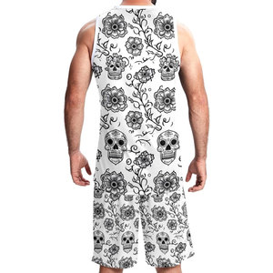 Ensemble de maillots de basket-ball pour hommes sur mesure, respirant, antibactérien, à séchage rapide, débardeur sans manches à col en V, ensemble short et maillot - Product Image 2